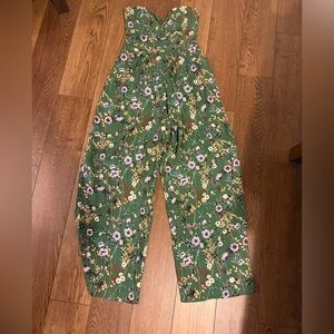 Strapless Green Floral Jumpsuit